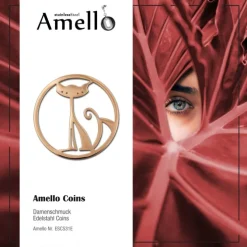 Amello Edelstahl Coin Katze rosegold für Coinsfassung Stahlschmuck ESC531E