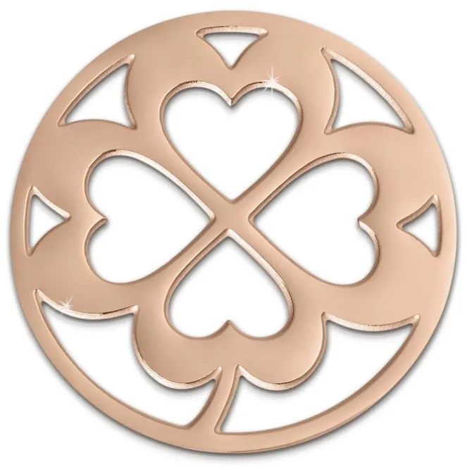 Amello Edelstahl Coin Kleeblatt rose für Coinsfassung Stahlschmuck ESC507E