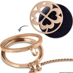 Amello Edelstahl Coin Kleeblatt rose für Coinsfassung Stahlschmuck ESC507E