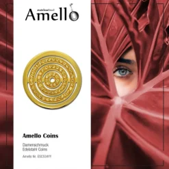 Amello Edelstahl Coin Kreise Zirkonia gold für Coinsfassung schmuck ESC534YY