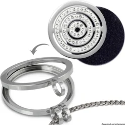 Amello Edelstahl Coin Kreise Zirkonia für Coinsfassung Edelstahl ESC534JW