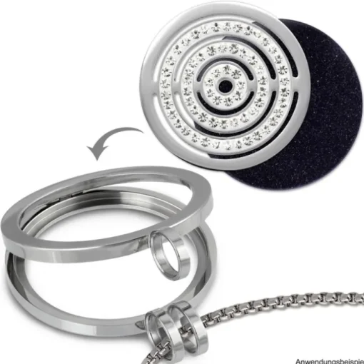 Amello Edelstahl Coin Kreise Zirkonia für Coinsfassung Edelstahl ESC534JW