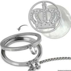 Amello Edelstahl Coin Krone silber für Coinsfassung Stahlschmuck ESC513J