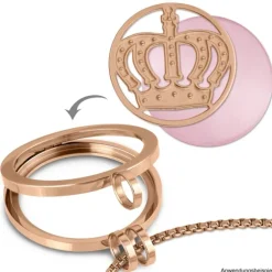 Amello Edelstahl Coin Krone rosegold für Coinsfassung Stahlschmuck ESC513E