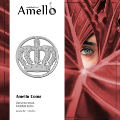 Amello Edelstahl Coin Krone silber für Coinsfassung Stahlschmuck ESC513J
