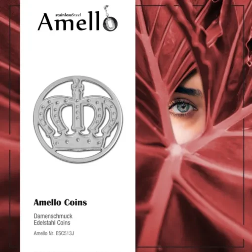 Amello Edelstahl Coin Krone silber für Coinsfassung Stahlschmuck ESC513J