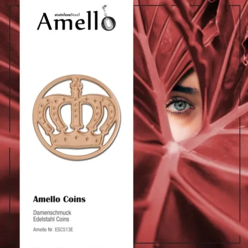 Amello Edelstahl Coin Krone rosegold für Coinsfassung Stahlschmuck ESC513E