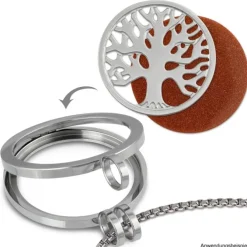 Amello Edelstahl Coin Lebensbaum silber für Coinsfassung Stahlschmuck ESC502J