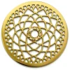 Amello Edelstahl Coin Lotusblume 30mm gold Zirkonia Stahlschmuck ESC532YY
