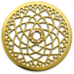 Amello Edelstahl Coin Lotusblume 30mm gold Zirkonia Stahlschmuck ESC532YY