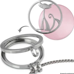 Amello Edelstahl Coin Lotusblume Silber Zirkonia weiß Stahlschmuck ESC532JW