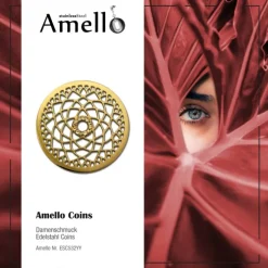 Amello Edelstahl Coin Lotusblume 30mm gold Zirkonia Stahlschmuck ESC532YY