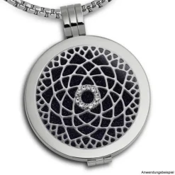 Amello Edelstahl Coin Lotusblume Silber Zirkonia weiß Stahlschmuck ESC532JW