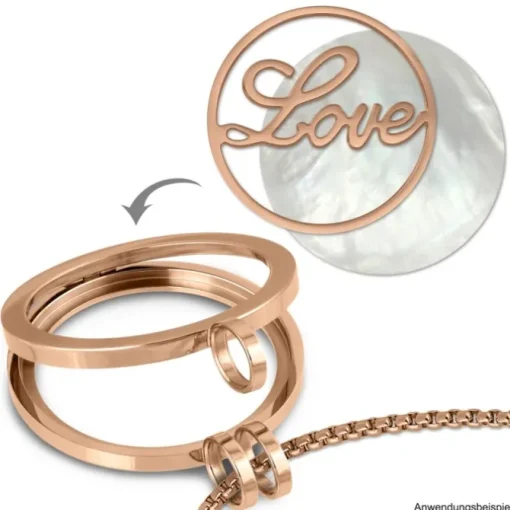 Amello Edelstahl Coin Love 30mm rose für Coinsfassung Stahlschmuck ESC501E