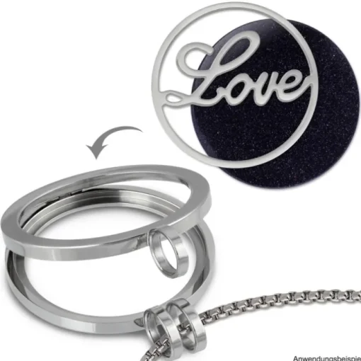 Amello Edelstahl Coin Love 30mm silber für Coinsfassung Stahlschmuck ESC501J