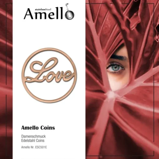 Amello Edelstahl Coin Love 30mm rose für Coinsfassung Stahlschmuck ESC501E