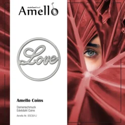Amello Edelstahl Coin Love 30mm silber für Coinsfassung Stahlschmuck ESC501J
