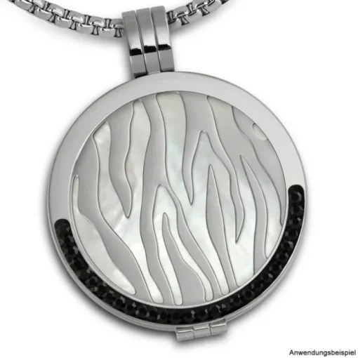Amello Edelstahl Coin Muster silber für Coinsfassung Stahlschmuck ESC508J