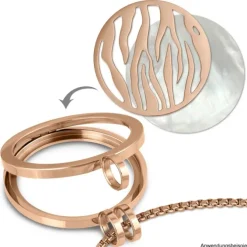 Amello Edelstahl Coin Muster rosegold für Coinsfassung Stahlschmuck ESC508E