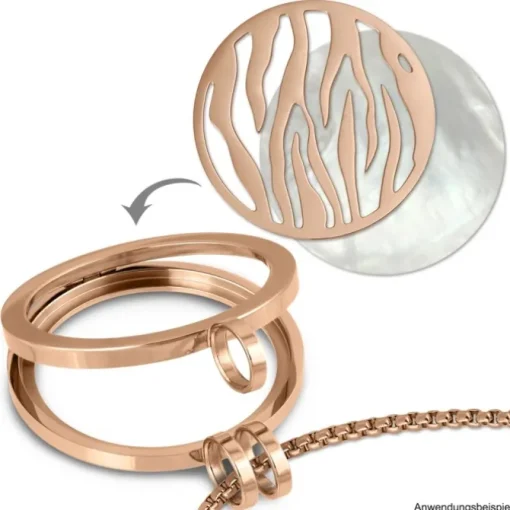 Amello Edelstahl Coin Muster rosegold für Coinsfassung Stahlschmuck ESC508E