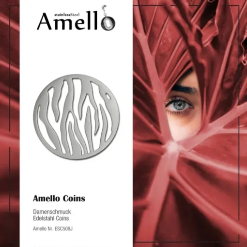 Amello Edelstahl Coin Muster silber für Coinsfassung Stahlschmuck ESC508J