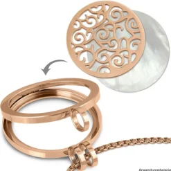 Amello Edelstahl Coin Ornament rosegold für Coinsfassung Stahlschmuck ESC505E