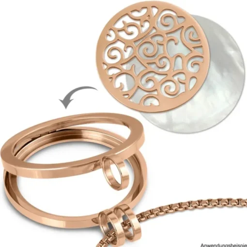Amello Edelstahl Coin Ornament rosegold für Coinsfassung Stahlschmuck ESC505E
