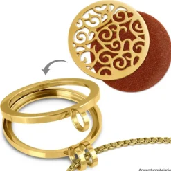 Amello Edelstahl Coin Ornament gold für Coinsfassung Stahlschmuck ESC505Y