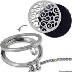 Amello Edelstahl Coin Ornament silber für Coinsfassung Stahlschmuck ESC505J