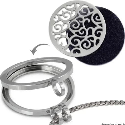 Amello Edelstahl Coin Ornament silber für Coinsfassung Stahlschmuck ESC505J