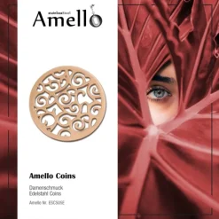 Amello Edelstahl Coin Ornament rosegold für Coinsfassung Stahlschmuck ESC505E