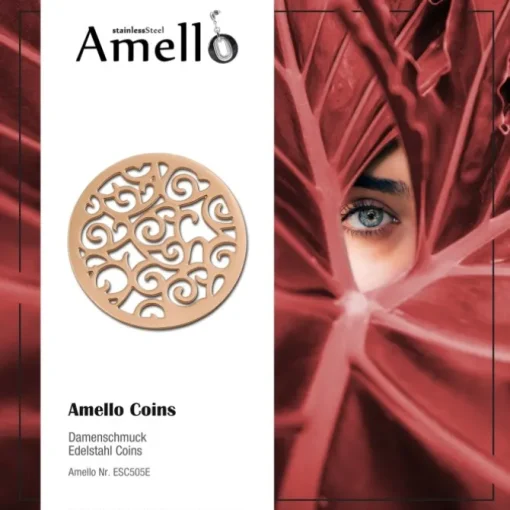 Amello Edelstahl Coin Ornament rosegold für Coinsfassung Stahlschmuck ESC505E
