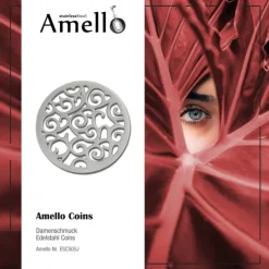 Amello Edelstahl Coin Ornament silber für Coinsfassung Stahlschmuck ESC505J