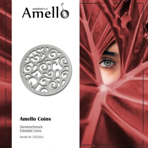 Amello Edelstahl Coin Ornament silber für Coinsfassung Stahlschmuck ESC505J
