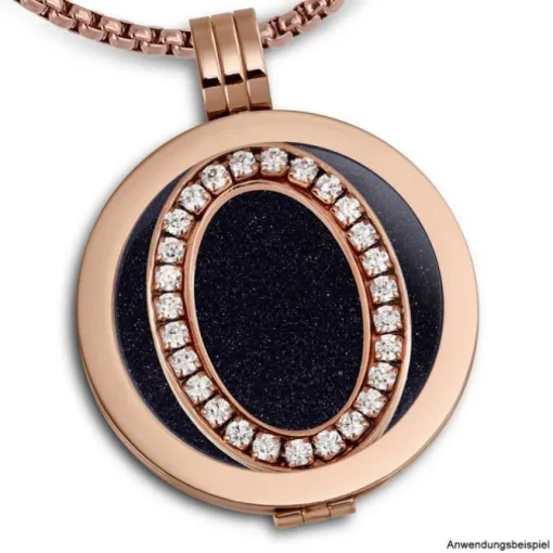 Amello Edelstahl Coin Oval rosevergoldet Zirkonia weiß Stahlschmuck ESC535EW