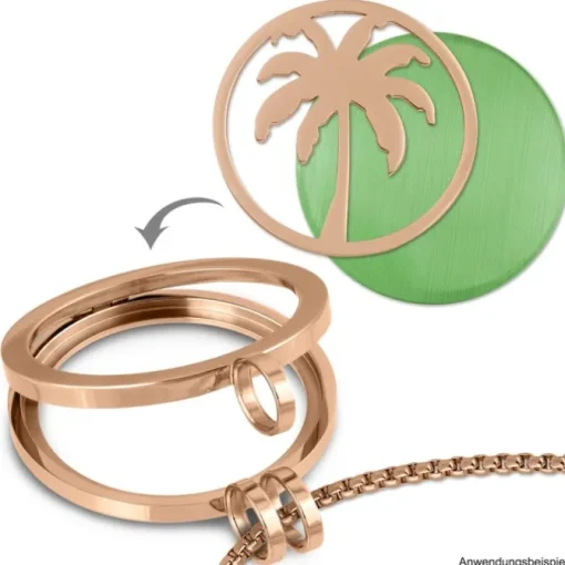 Amello Edelstahl Coin Palme rosegold für Coinsfassung Stahlschmuck ESC515E