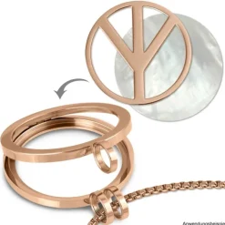 Amello Edelstahl Coin Peace rosegold für Coinsfassung Stahlschmuck ESC509E