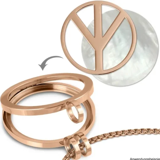 Amello Edelstahl Coin Peace rosegold für Coinsfassung Stahlschmuck ESC509E