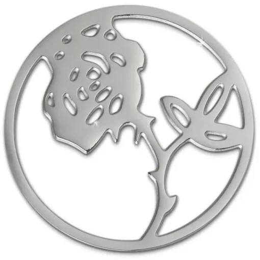 Amello Edelstahl Coin Rose 30mm silber für Coinsfassung Stahlschmuck ESC506J