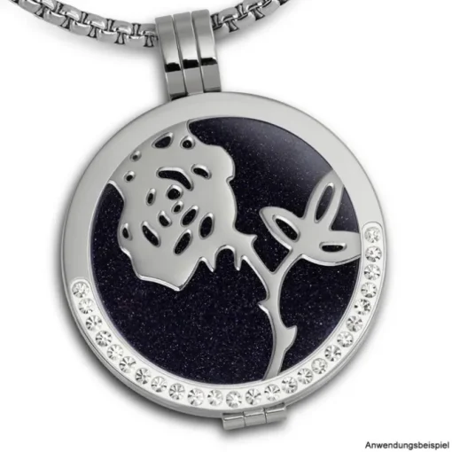 Amello Edelstahl Coin Rose 30mm silber für Coinsfassung Stahlschmuck ESC506J