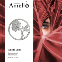 Amello Edelstahl Coin Rose 30mm silber für Coinsfassung Stahlschmuck ESC506J