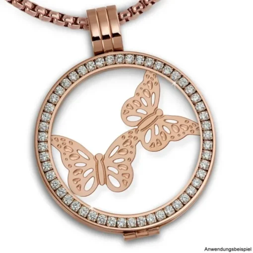 Amello Edelstahl Coin Schmetteringe rose für Coinsfassung Edelstahl ESC522E