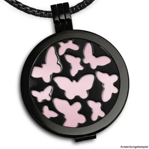 Amello Edelstahl Coin Schmetterling 30mm schwarz Coinsfassung Schmuck ESC503S