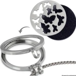 Amello Edelstahl Coin Schmetterling silber für Coinsfassung Schmuck ESC503J