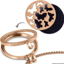 Amello Edelstahl Coin Schmetterling rose für Coinsfassung Edelstahl ESC503E