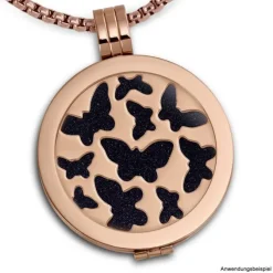 Amello Edelstahl Coin Schmetterling rose für Coinsfassung Edelstahl ESC503E