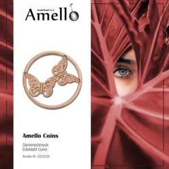 Amello Edelstahl Coin Schmetteringe rose für Coinsfassung Edelstahl ESC522E