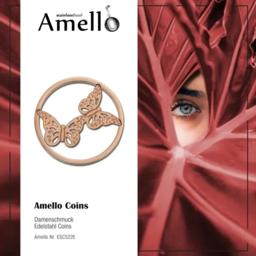 Amello Edelstahl Coin Schmetteringe rose für Coinsfassung Edelstahl ESC522E