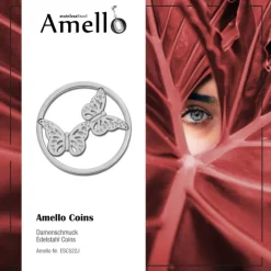Amello Edelstahl Coin Schmetterlinge für Coinsfassung Stahlschmuck ESC522J
