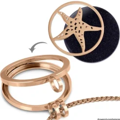 Amello Edelstahl Coin Seestern rosegold für Coinsfassung Stahlschmuck ESC510E